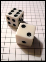 Dice : Dice - 6D - Pair of White With Fat Black Pips